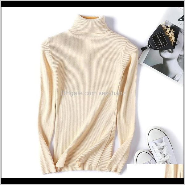 

womens clothing apparel drop delivery 2021 warm winter women sweater turtleneck pullover knitted sweaters for ladies long sleeve high elasti, White;black