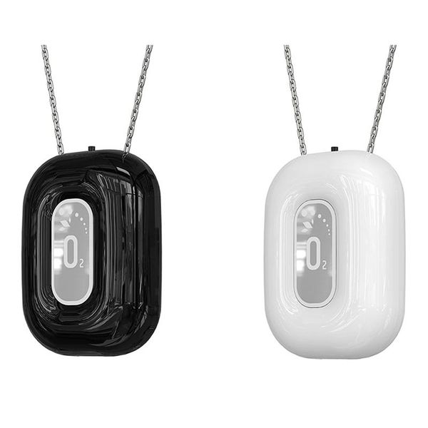 

air purifiers 2x fashionable personal wearable mini negative ion necklace hanging neck purifier ionizer generator black & white