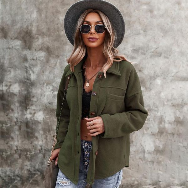 

women's jackets casual buttons fleece coats women autumn winter lapel single breasted pocket loose elegant warm fashion outwear, Black;brown