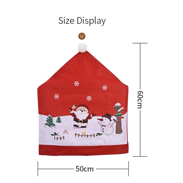 

chair covers christmas cover classic santa claus snowman print dining cap with pom