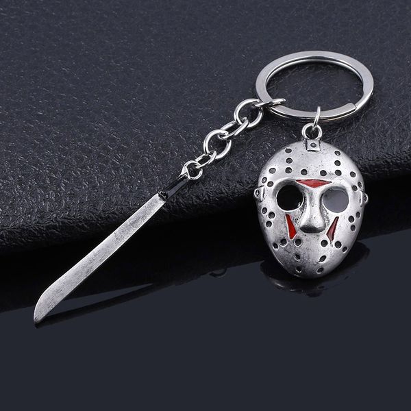 

Horror Movie Friday The 13th Jason Voorhees Mask & Machete Alloy Key Chains Keychain Key Chain Keyring