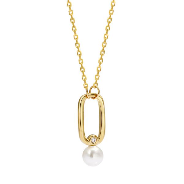 

women's sterling silver necklace geometric pearl shape simple style everyday accessory