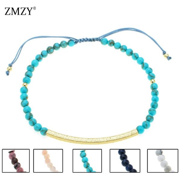 

charm bracelets zmzy 3mm turquoises bead natural stone bracelet bohemian handmade jewelry for women accessories, Golden;silver