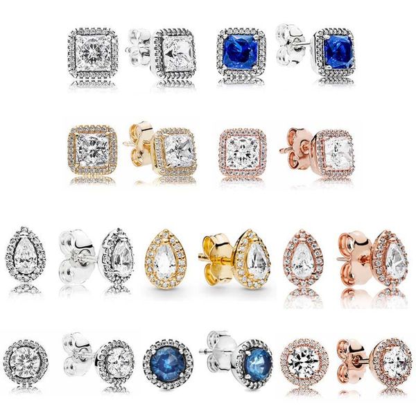 

stud 925 sterling silver rose golden classic timeless elegance radiant teardrops earring with crystal for women gift jewelry, Golden;silver