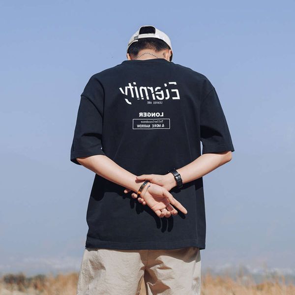 

men's shirt summer fashion brand versatile men's short sleeve korean casual loose t-shirt for lovers, White;black