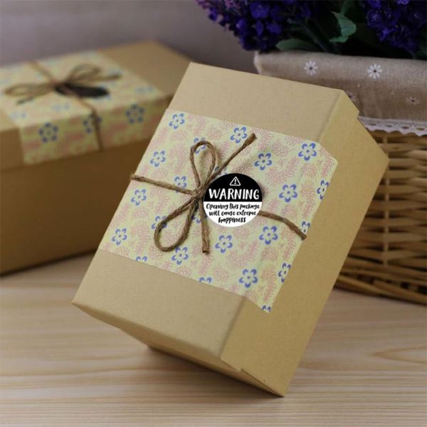 

500pcs warnning open this package will cause extreme happiness stickers 1.5 inch thanksgiving day sticker round seal label lxac gift wrap