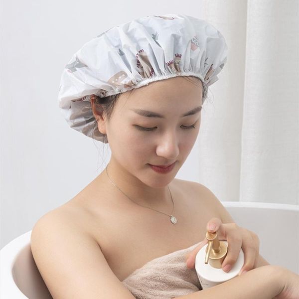 

waterproof bath hat double layer shower hair cover women supplies cap kitchen anti oil cigarette caps