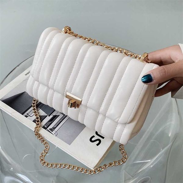 

trending chain pu leather crossbody bags for women winter simple branded shoulder handbags female designer hand bag 211023