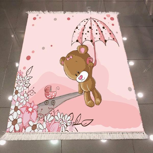 

else pink floor umbrella bears white flower girls 3d print anti slip back washable decorative kilim kids room area rug carpet carpets