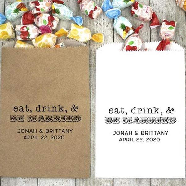 

gift wrap custom treat bags for cake, cookies, candy or donuts - personalized wax lined favor wedding, shower party eat dri