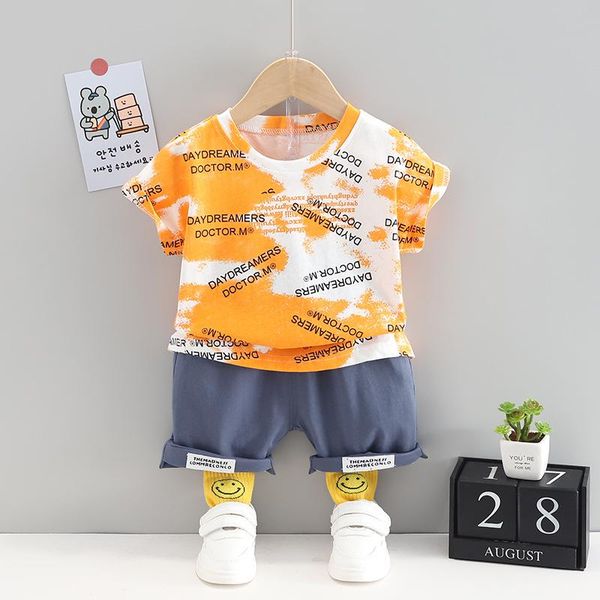 

clothing sets baby clothes summer fashion cartoon letter short-sleeved t-shirt shorts suit boy casual cotton 2 pieces for girl, White