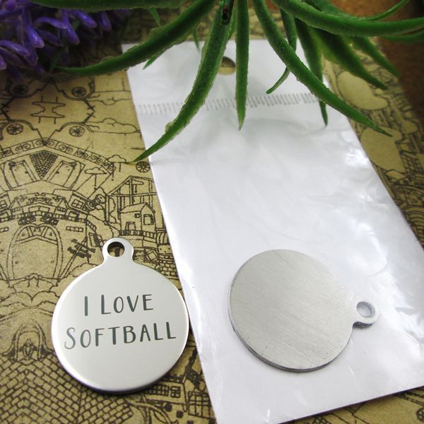 

40pcs--stainless steel charms"i love softball" more style choosing diy pendants fo necklace, Bronze;silver