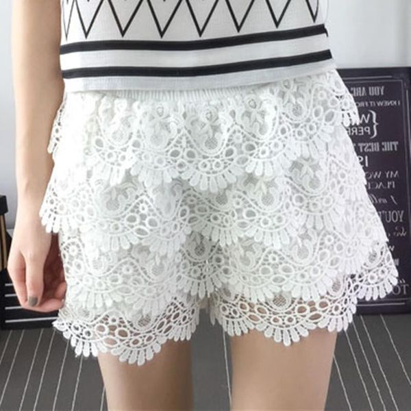 

women's shorts women lace skirt stretch summer style black fashion female plus size 4xl short pants skirt#y, White;black