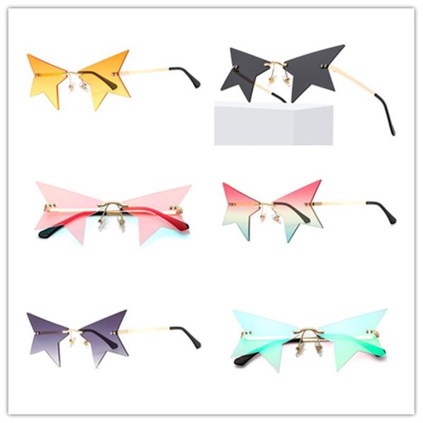 

sunglasses five stars sun mirror fashion frameless women men unique personalized pentagram glasses prom party uv400, White;black