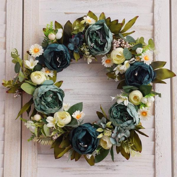 

decorative flowers & wreaths 2021 autumn winter simulation artificial peony flower wreath floral for wedding holiday front door thanksgiving