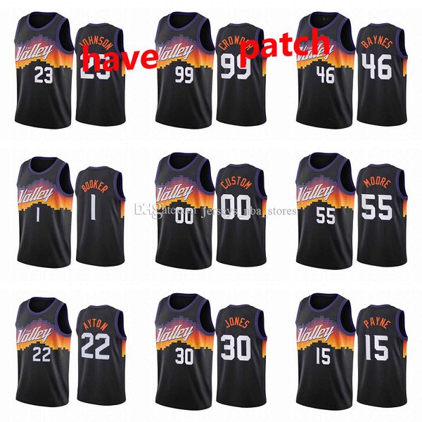 

custom 2021 23 johnson 99 crowder 46 baynes 1 booker 00 custom 55 moore basketball jersey men women youth jerseys, Black;red