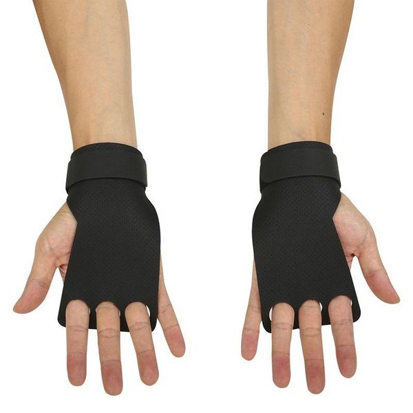

wrist support gymnastics hand grip leather gloves equipment non-slip wear-resistant gym weightlifting hard device palm protector, Black;red