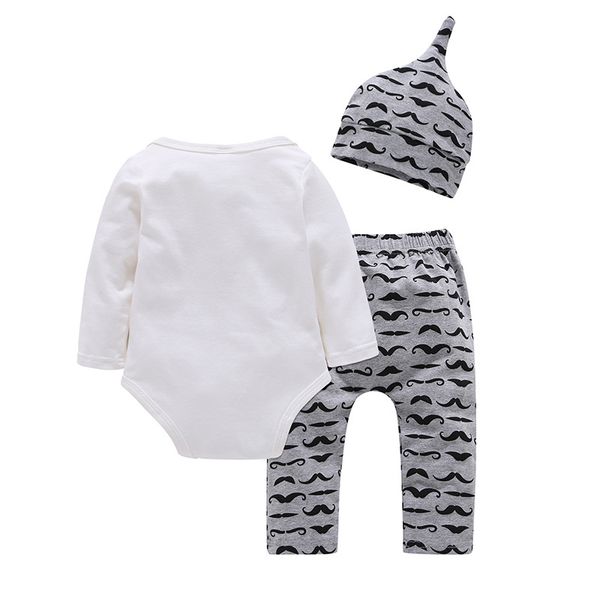 

clothing sets born baby boy set 2021 spring mommy's man bodysuit+pants+hat 3pcs infant babe kids clothes outfit 1548 b3, White