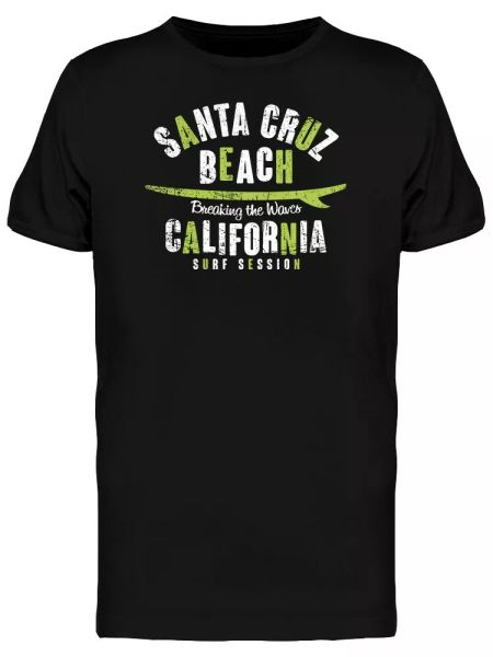 

santa cruz beach surfing in cali men's tee -image by shutterstock, White;black