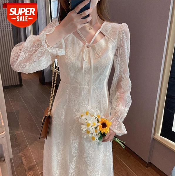 

net red retro v-neck shawl-style light national style series lace dress can be issued on behalf of #l881, Black;gray