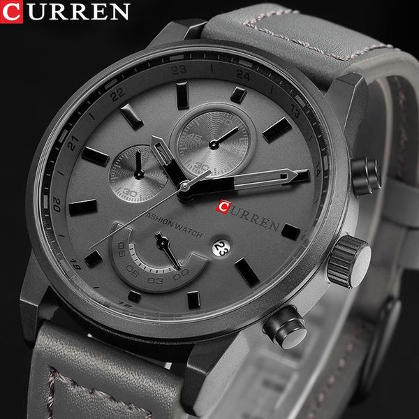 

wristwatches curren casual men's sport quartz watch mens watches wristwatch leather military male clock relogio masculino, Slivery;brown