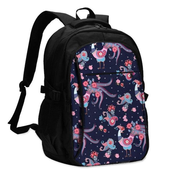 

backpack usb charging lapwomen's fairy birds with paisley wings and bouquet tail of flowers travel bagpack