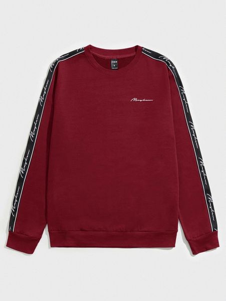 

men contrast tape side letter graphic pullover g0nd#, Black