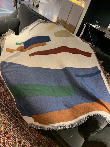 

ins geometric pattern sofa throw blanket with fringe notes abstract decorative hanging tapestry blankets carpet mat
