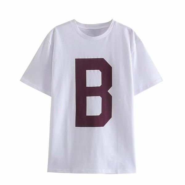 

mosimolly b print white cotton t shirt women o neck short sleeve female women's t-shirt