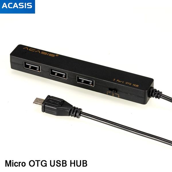 

hubs acasis h027 3 ports otg micro usb hub usb2.0 adapter charging power transmisson cable splitter for mobile table