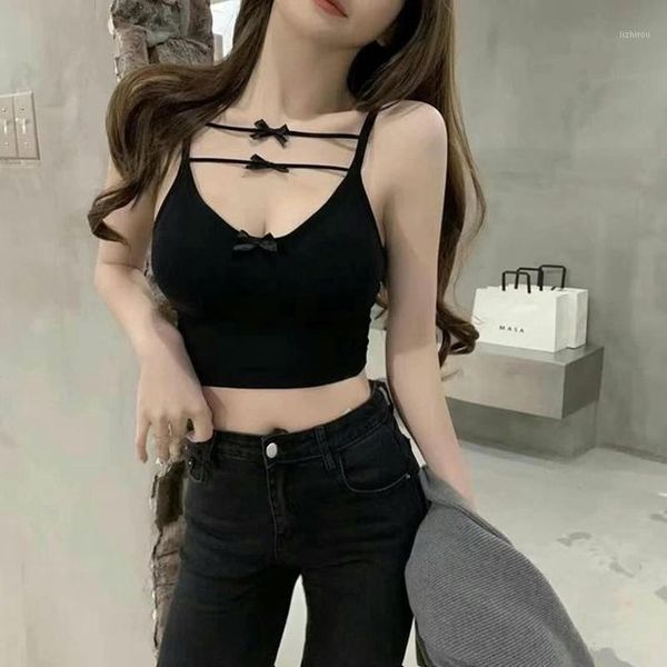 

female crop for women wrapped chest bra sleeveless vest bowknot tank summer tube girls backless bustier camisoles & tanks, Black;white