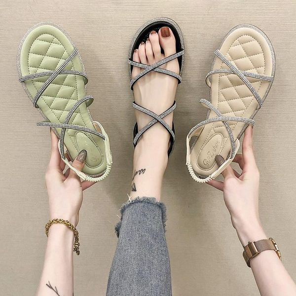 

beige heeled sandals beach shoes anti-skid 2021 women's all-match black girls outside flat low fashion summer clear comfort
