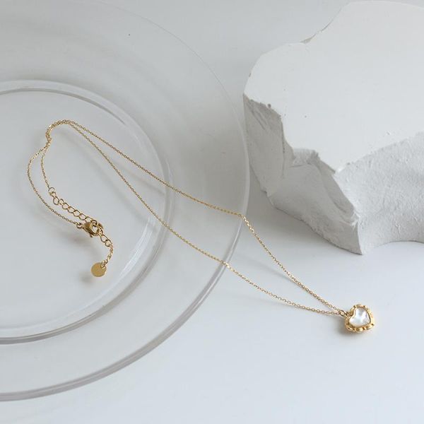 

pendant necklaces vintage seasonal elegant jewelry designer white pure shell handmade heart shape gold plated necklace for girl valentine, Silver
