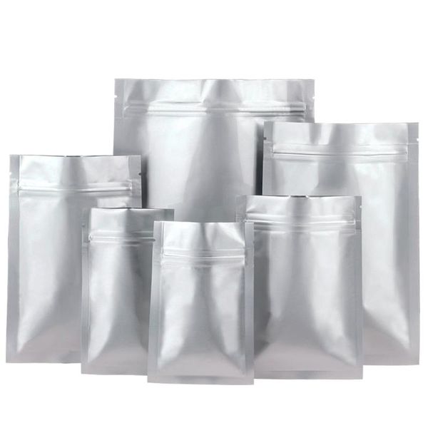 

storage bags 100pcs silver pure aluminum foil packaging bag grocery snack retail mylar zipper tear notch packing pouches