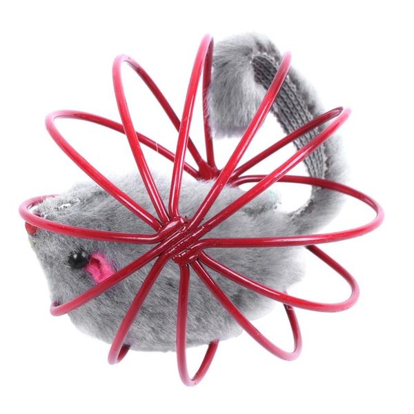 

cat toys pet kitten funny playing toy teal fake mouse mice rat in cage ball