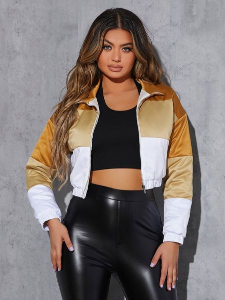 

sxy color block drop shoulder puffer coat u5bm#, Black