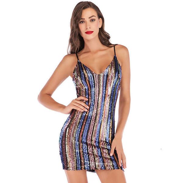 

luxury party evening dress nightclub women's sling backls stripe sequin, Black;gray