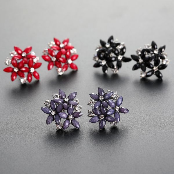 

new new product sweet color sweet little fresh flower zircon flash diamond exaggerated fashion temperament earrings girl, Golden