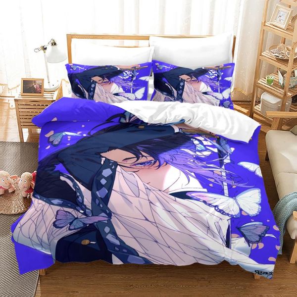 

bedding sets demon slayer set single twin full  king size bed kid bedroom duvetcover 3d print 047