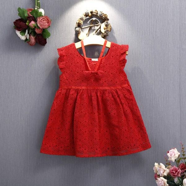 

girl's dresses summer girls lace red color dress for jurk meisje girl 6sd043, Red;yellow