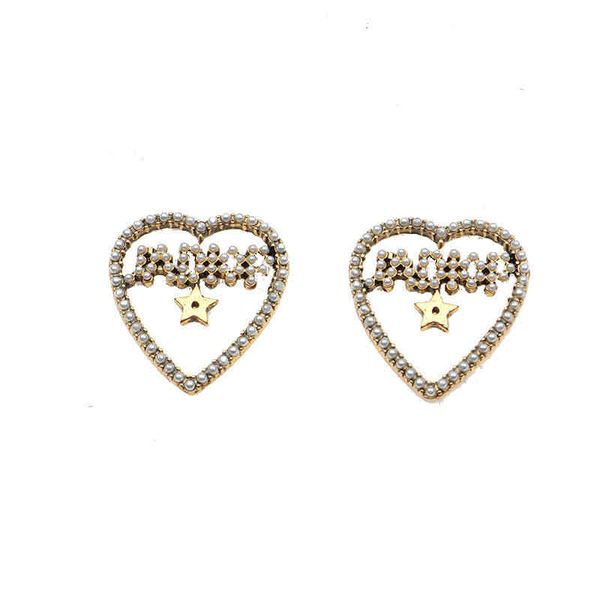 

star earrings female french personality female classic heart earrings, Golden