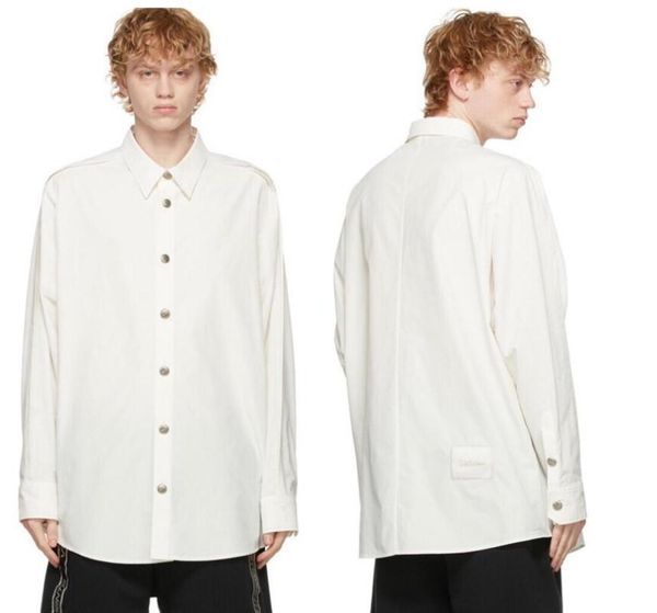 

men's casual shirts 21fw we11done shirt fashion vintage white men women oversize 1:1 long sleeve blusas, White;black