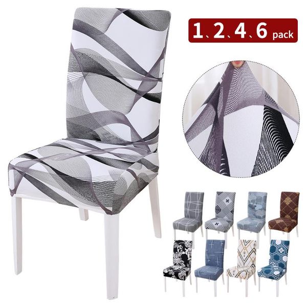 

chair covers 1/2/4/6pcs light wave stretch spandex printed dining room dinning upholstered cushion slipcover