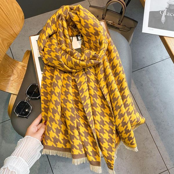 

scarves 2021 winter scarf women cashmere lady stoles design female warm shawls and wraps thick blanket luxury foulard bandana, Blue;gray