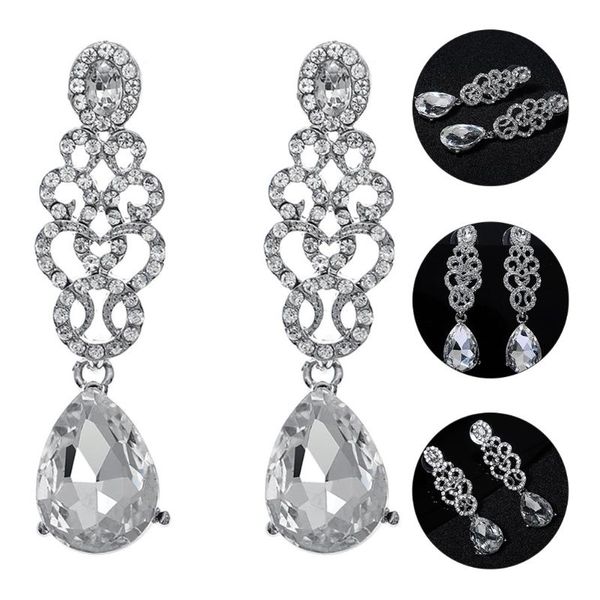 

dangle & chandelier 1 pair rhinestone dangler ear pendant crystal earrings long jewelry, Silver