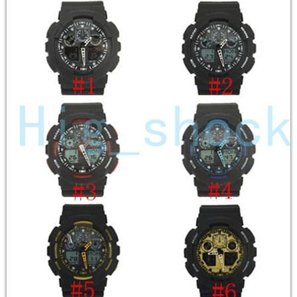 

100 style brand 5pcs/lot new men's wristwatch sport dual display gmt digital led reloj hombre army military watch relogio masculino dro, Slivery;brown
