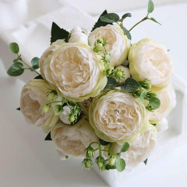 

2pcs artificial rose flowers silk flower for home party decoration fake wedding bouquet christmas decorative & wreaths