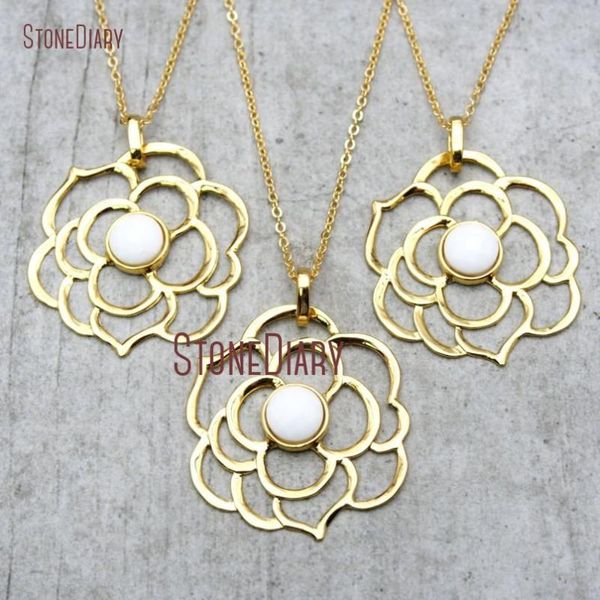 

10pcs realease white ceramic chains necklaces pure gold color faceted rosa rugosa sale 18-32inch nm15784 pendant, Silver