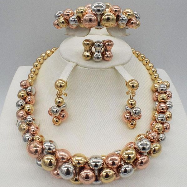 

earrings & necklace dubai fashion african gold jewelry wedding set women bracelet travel, Silver
