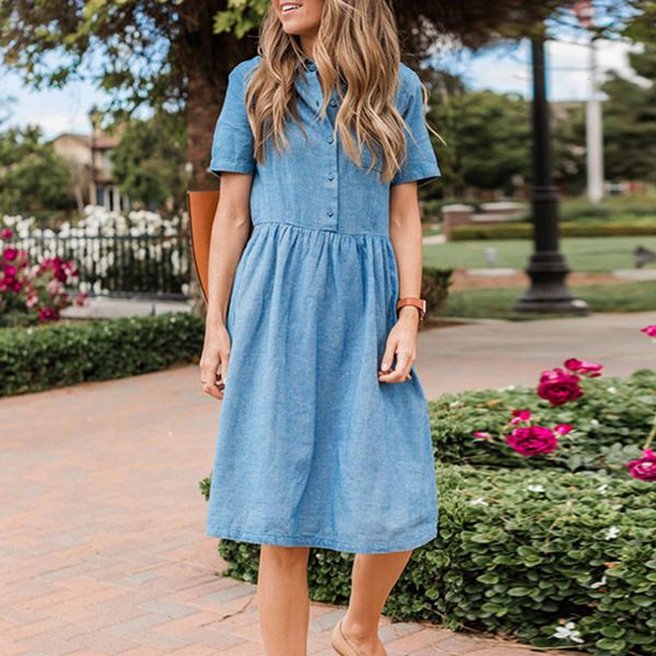 

denim for women 2021 summer casual short sleeve jeans dress, Black;gray